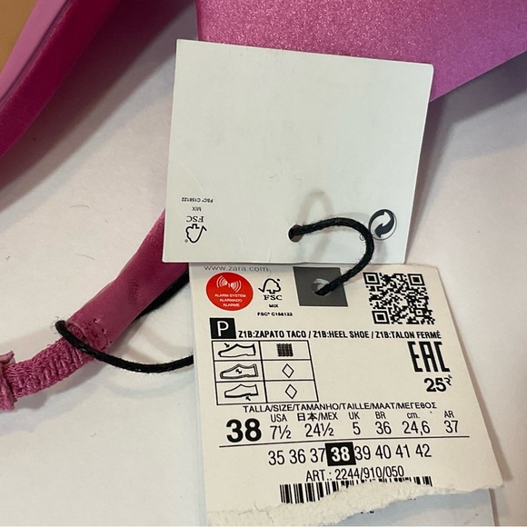 Zara fuschia slingback pumps rhinestone bows 7.5 - Picture 7 of 7